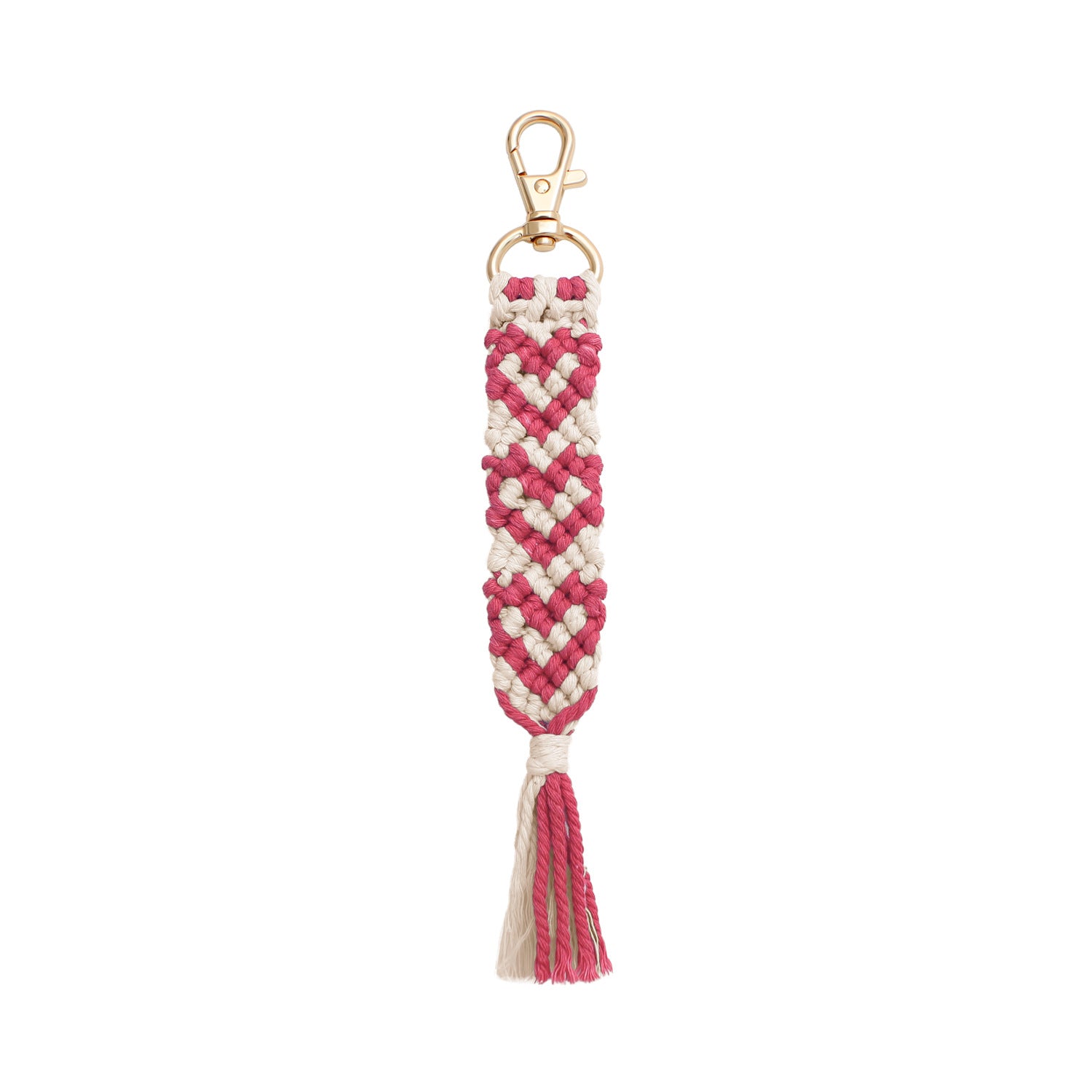 Venta al por mayor, llavero de muñeca de cuerda de algodón tejido a mano con amor en forma de corazón para el Día de San Valentín, aleación de Zinc